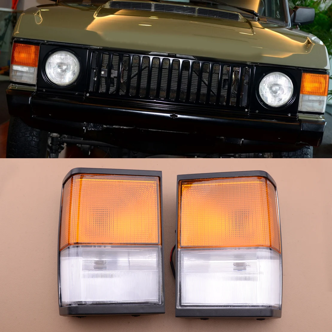 Pair Front Classic Indicator Side Corner Flasher Turn Signal Light Lamp Square Fit for Land Rover Range Rover PRC8950 PRC8949