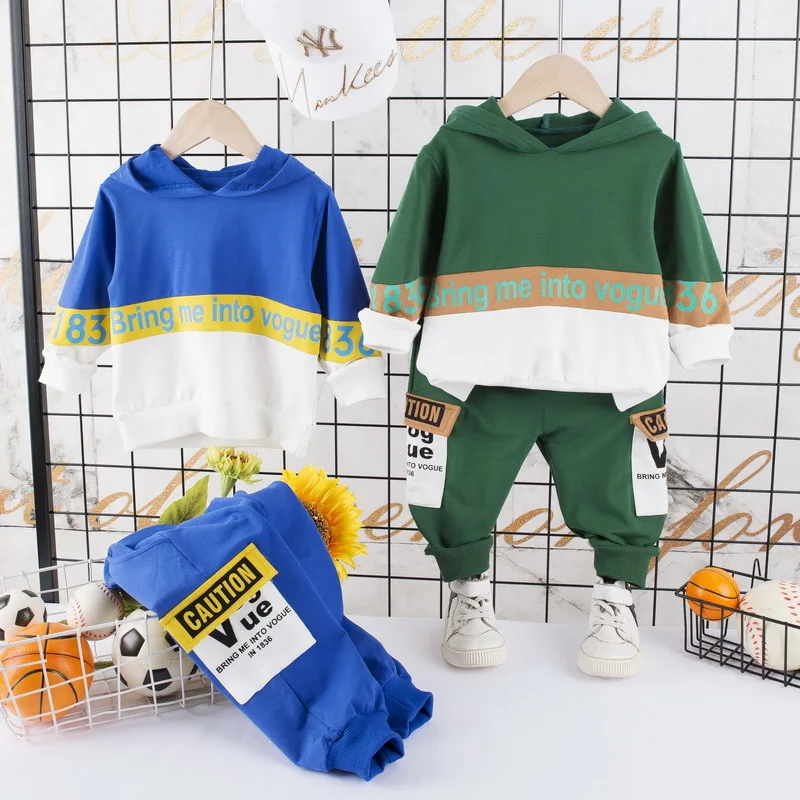 

Childrenswear 2020 Spring And Autumn New Style Children Baby Mixed Colors Hooded 1836 CHILDREN'S Sweater Two-Piece Set