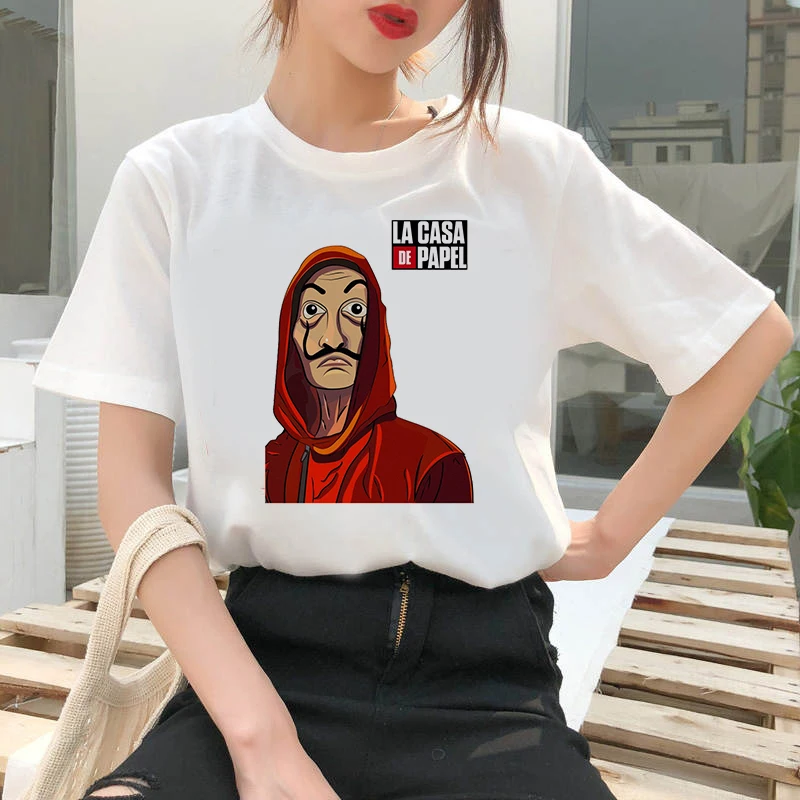 Women's T-shirt Portrait of banknot Print T-shirt Clothes White TShirt Harajuku Graphic T-shirt Fashion Landscape T-shirt Female