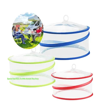 

3pcs/set Round Shape Table Collapsible Picnic Mesh Net Insect Prevention Elastic Kitchen Storage Food Cover Pest Control Outdoor