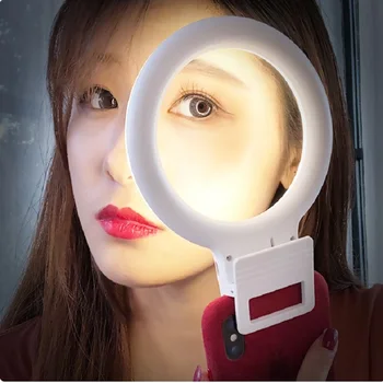 

Novelty LED Selfie Ring Lamp Rechargeable Model Ring Clip For Cell Phone Photo Light Anel De Luz Para Celular Backlight For Tele