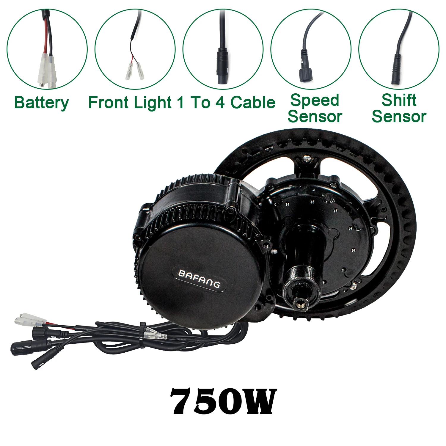 Bafang 8FUN 48V 750W BBS02B MMG320 12.8Ah стеллаж для выставки товаров Батарея Mid Мотор привода, фара для электровелосипеда в Conversion Kit с светильник