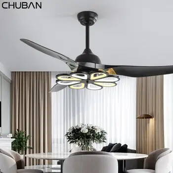 

52" Ceiling Fan Lamp for Bedroom Living Dining Room Retro Silent LED Ceiling Fan Lights with Remote Control Home Ceiling Light