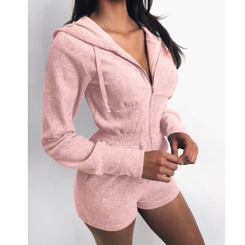 Women Fashion Playsuit 2020 Autumn Full Sleeve Zipper Solid Patchwork Rompers Female Casual Loose Playsuits |