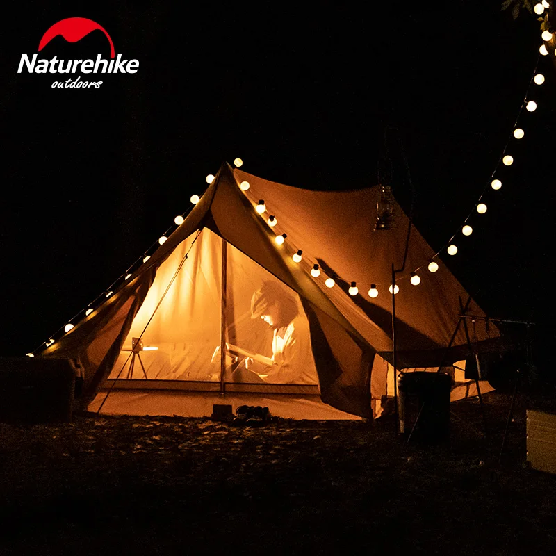 Naturehike 3〜4人用の長方形の防水コットンハイキングテント,キャンプ 