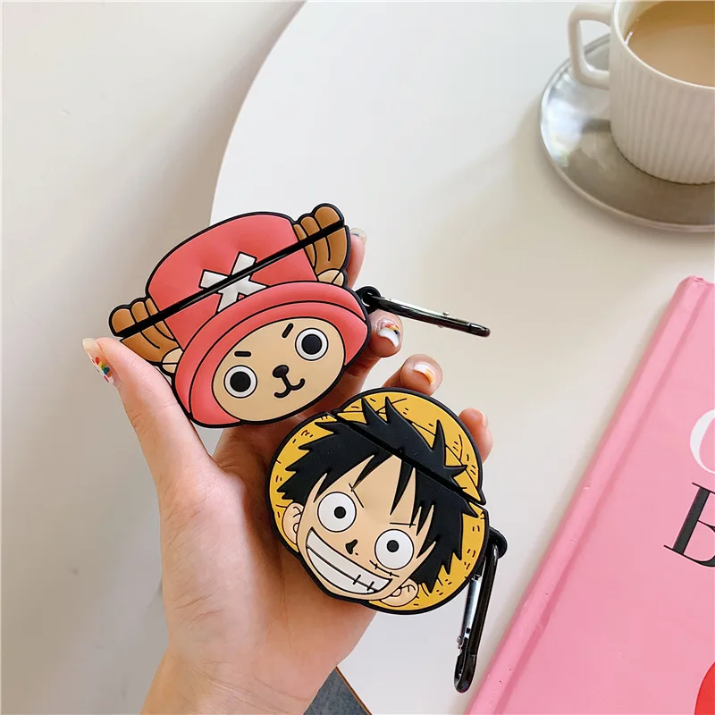 

Bluetooth Earphone Case for Airpods Cute Protective Cover for Airpods 2 Accessories with Keychain 3D Design One Piece Luffy