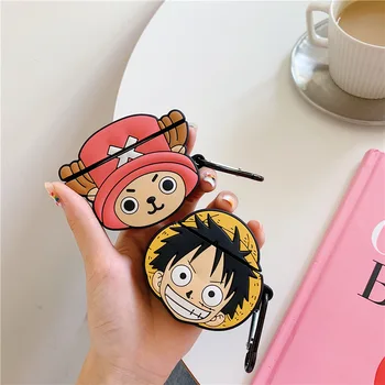 

Case for Airpods Cute Bluetooth Earphone Protective for Airpods 2 Cover Accessories with Keychain 3D Design One Piece Luffy Zoro