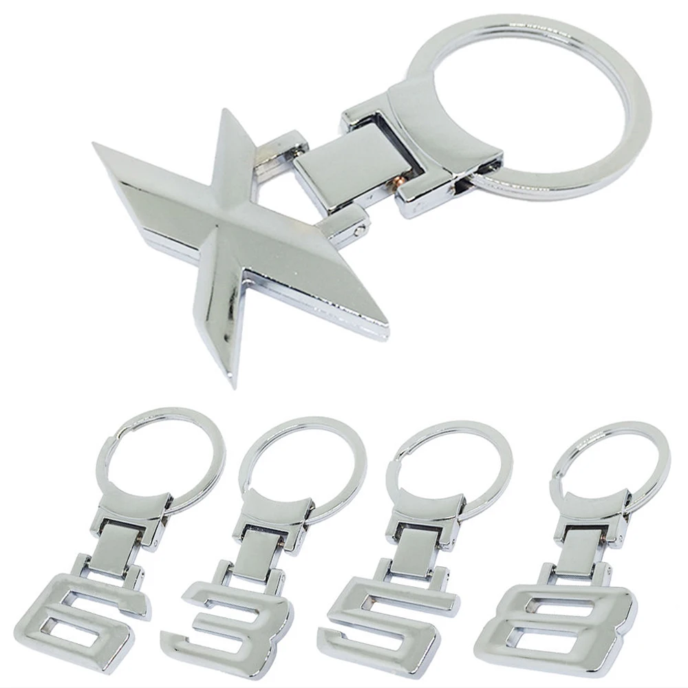 Metal Keychain Fashion Creative Modified Digital Metal Car Keychain Key Ring For Adui Lexus Bezn BMW X 1 3 5 6 7 8 Logo Car Styling
