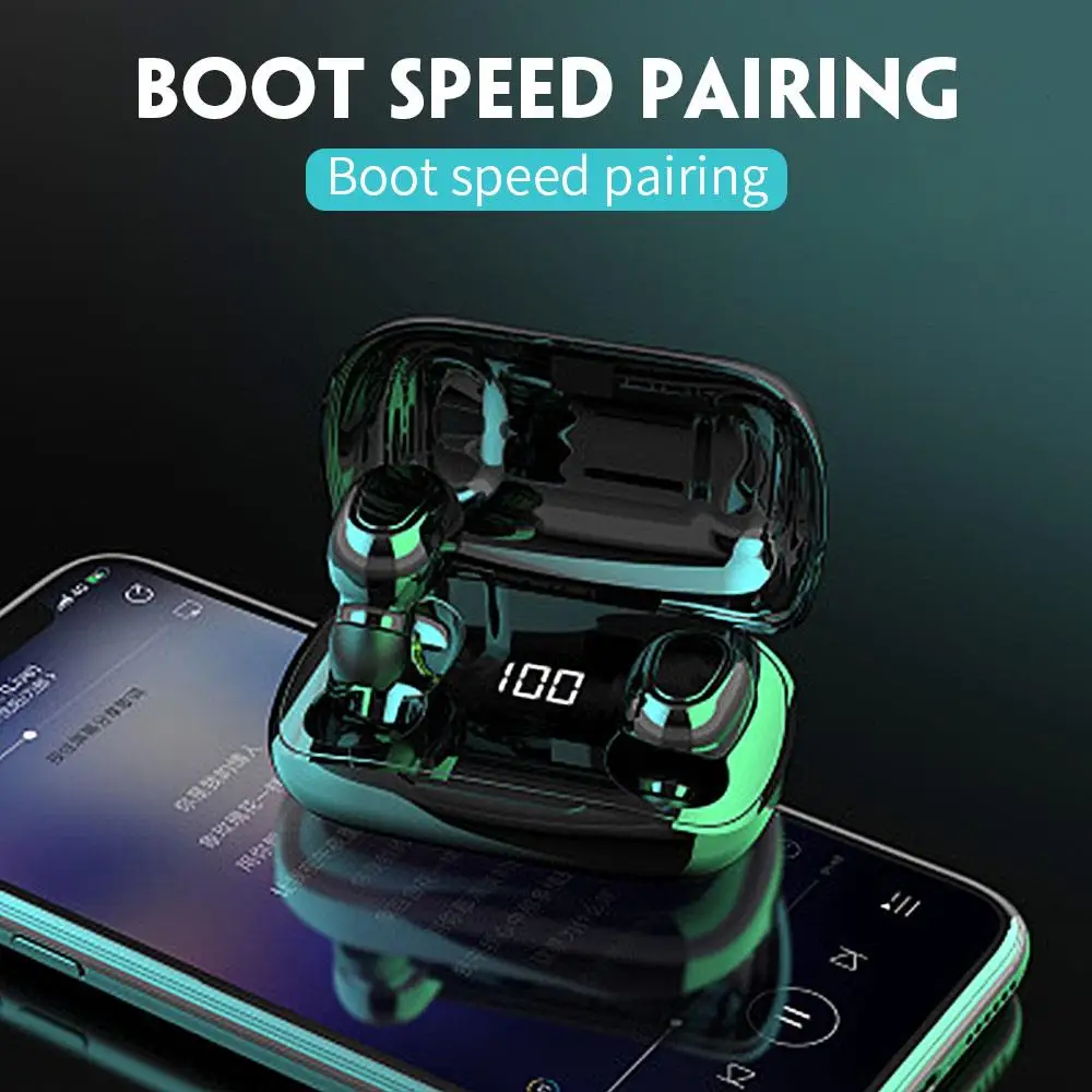 Wireless Bluetooth Headphone Mini Stereo Earset with Charging Box TWS Calls To Reject Invisible Earphones Bass