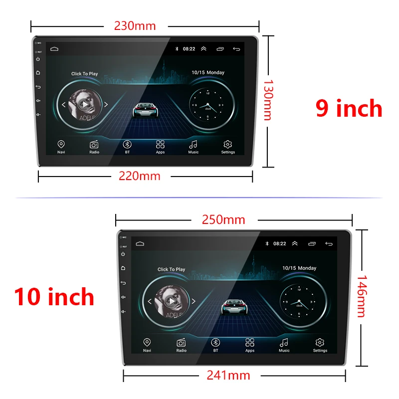 2din 10Inch Android 8.1 Car Radio Multimedia Player Universal Auto Stereo GPS Navigation for Volkswagen Toyota Honda Nissan CR-V
