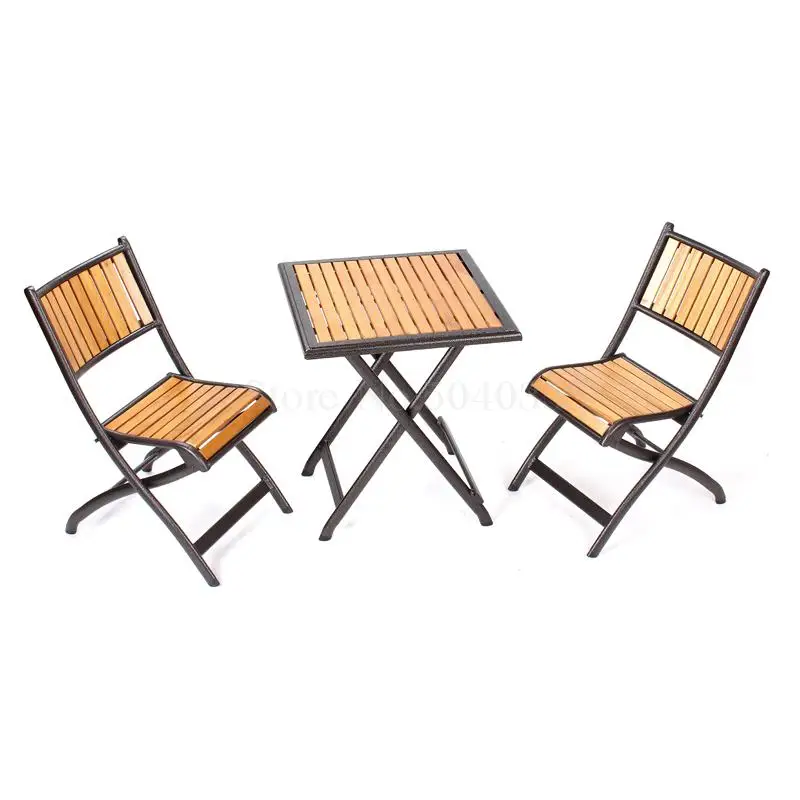 Стол и стулья из массива дерева для двора кофейник уличный складной стол балкона