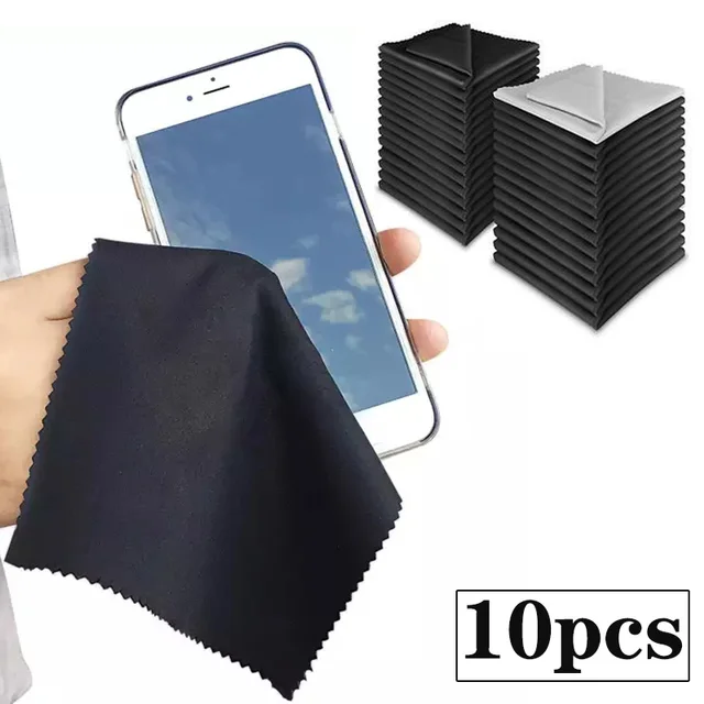 10 Darab Fekete Mikroszálas Napszemüveg És Szemüveg Tisztítószövet 13*13 Cm -Es Tisztító Lencse -Ruhadarabok