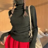 Women heaps collar Turtleneck Sweaters Autumn Winter Slim Pullover Women Basic Tops Casual Soft Knit Sweater Soft Warm Jumper - Image 3