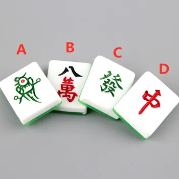 

Kawaii Resin Cabochons Chinese Mahjong Image Colorful Clay Bow Center Ornament Accessories Phone Shell DIY 10PCS 21*27MM