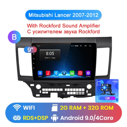Junsun V1 pro 4G+ 64G Android 9,0 DSP для Mitsubishi Lancer 2007 8 9 10-2012 автомобильный Радио Мультимедиа Видео плеер gps RDS 2 din dvd - Цвет: WIFI 2-32GB-B