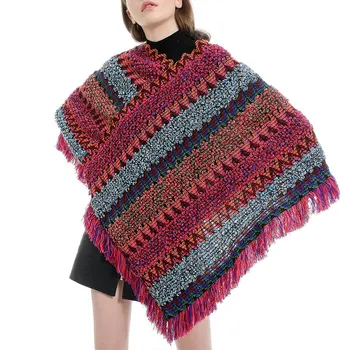 

Boho Fringed Poncho Cape Shawls Wraps Womens Coat Elegant Tops for Spring Winter Fall TT@88