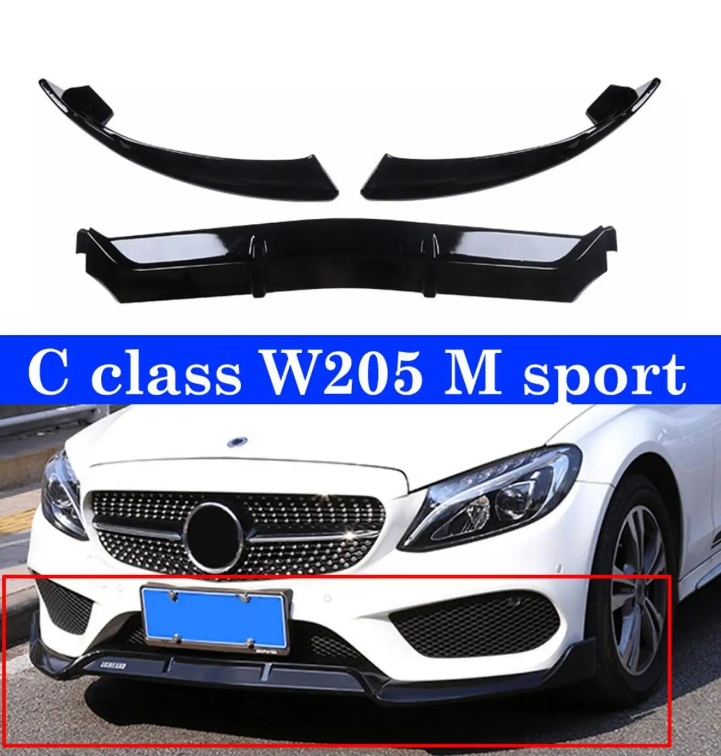 3 шт./компл. удлинитель переднего бампера для Mercedes W205 C180 C200 C300 C43 W117 A18 A200 A45 W213 E300 E200