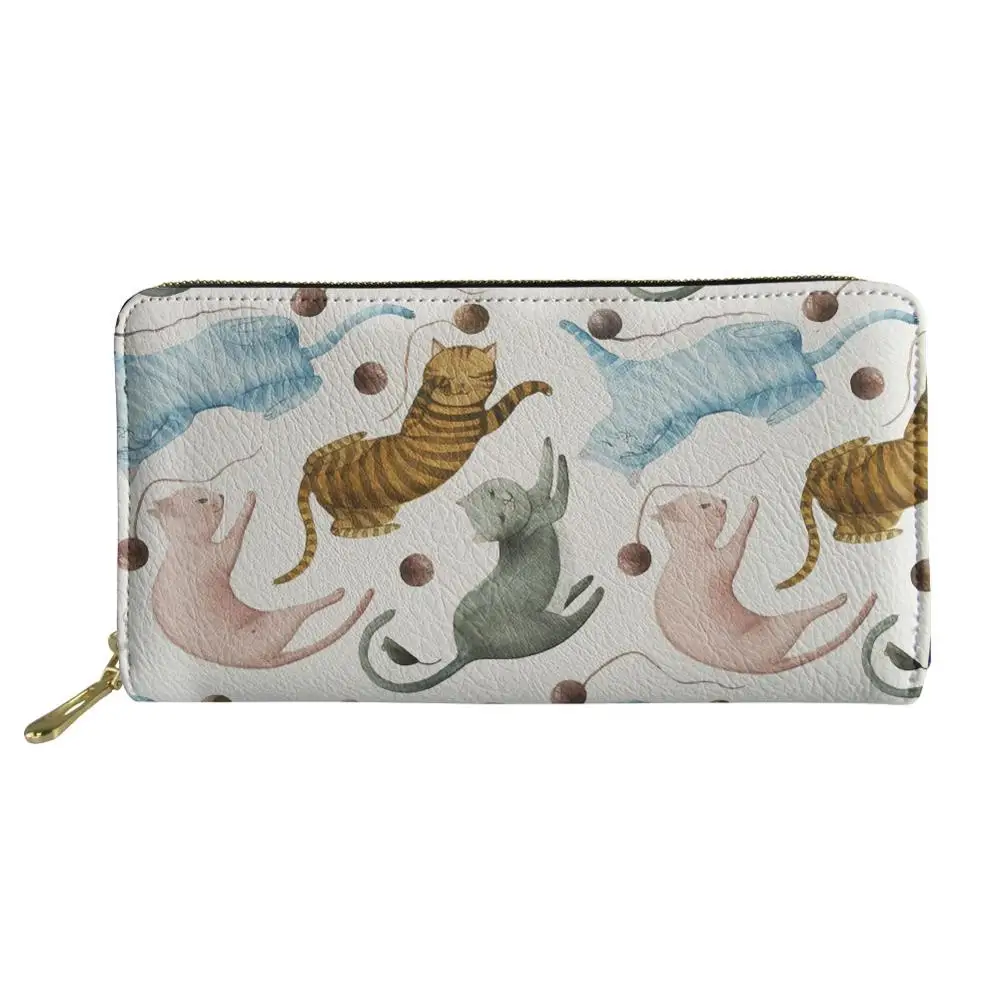 P3667Z21 Милые кошельки из искусственной кожи с кошкой, Женские винтажные клатчи на молнии с мультипликационным принтом, кошельки для девушек, Длинные кошельки для денег, монет, карт, держатели, новинка - Цвет: P3667Z21