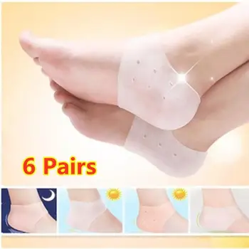 

6 Pairs Breathable Feet Sleeve Silicone Protective Heel Cover Moisturizing Heel Sleeve (White)