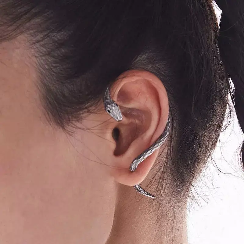 

Personality Snake Shape Dangle Clip Earrings Super Cool Punk Style Clip Earrings for Women Men Party Jewelry Biker Accessories