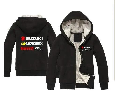 Новинка, зимние толстовки для Suzuki, мужское модное пальто, пуловер с шерстяной подкладкой, Толстая куртка, мотоциклетная толстовка с капюшоном, Z082