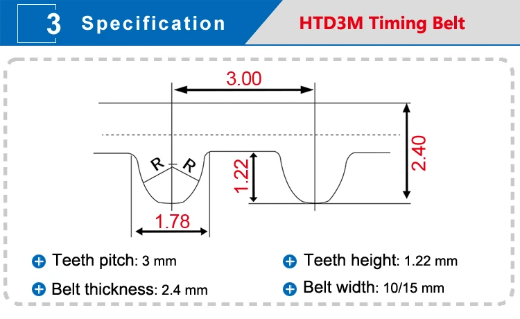 HTD3M Ремень ГРМ с круговой зубы 3M-660/669/672/675/684/687/690/696/699/708 зубьев 3 мм Ширина ремня 10/15 мм