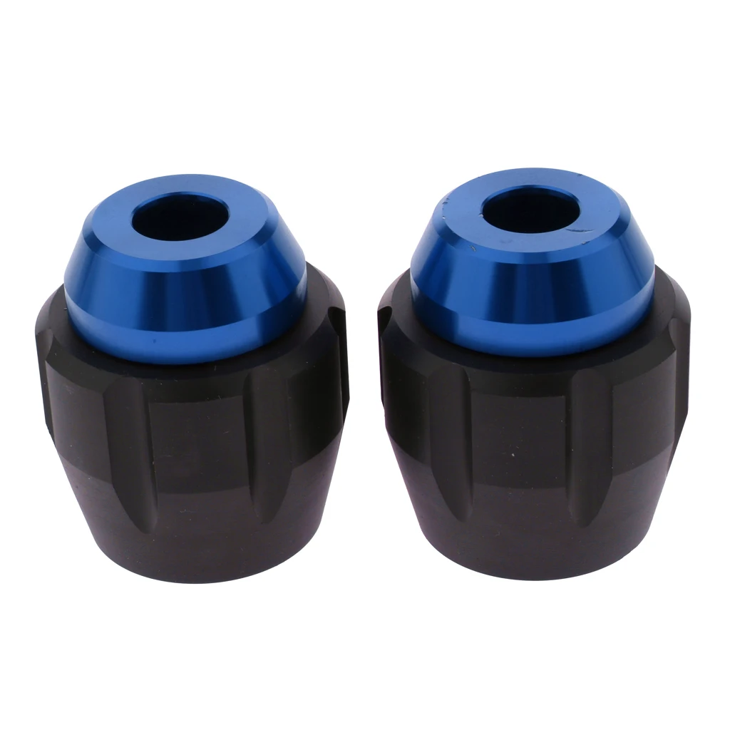 2 PCS CNC Aluminum Front Wheel Fork Axle Sliders Cap Crash Cover for Motorcycle Rim Wheels, Universal Fit, Blue