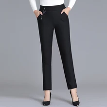 ^#Cheap Spring Autumn Women Elegant Pants Smart Business Casual Black Straight Trousers Female High Elastic Waist Bottoms Plus Size Pant ^#Cheap Spring Autumn Women Elegant Pants Smart Business Casual Black Straight Trousers Female High Elastic Waist Bottoms Plus Size Pant
