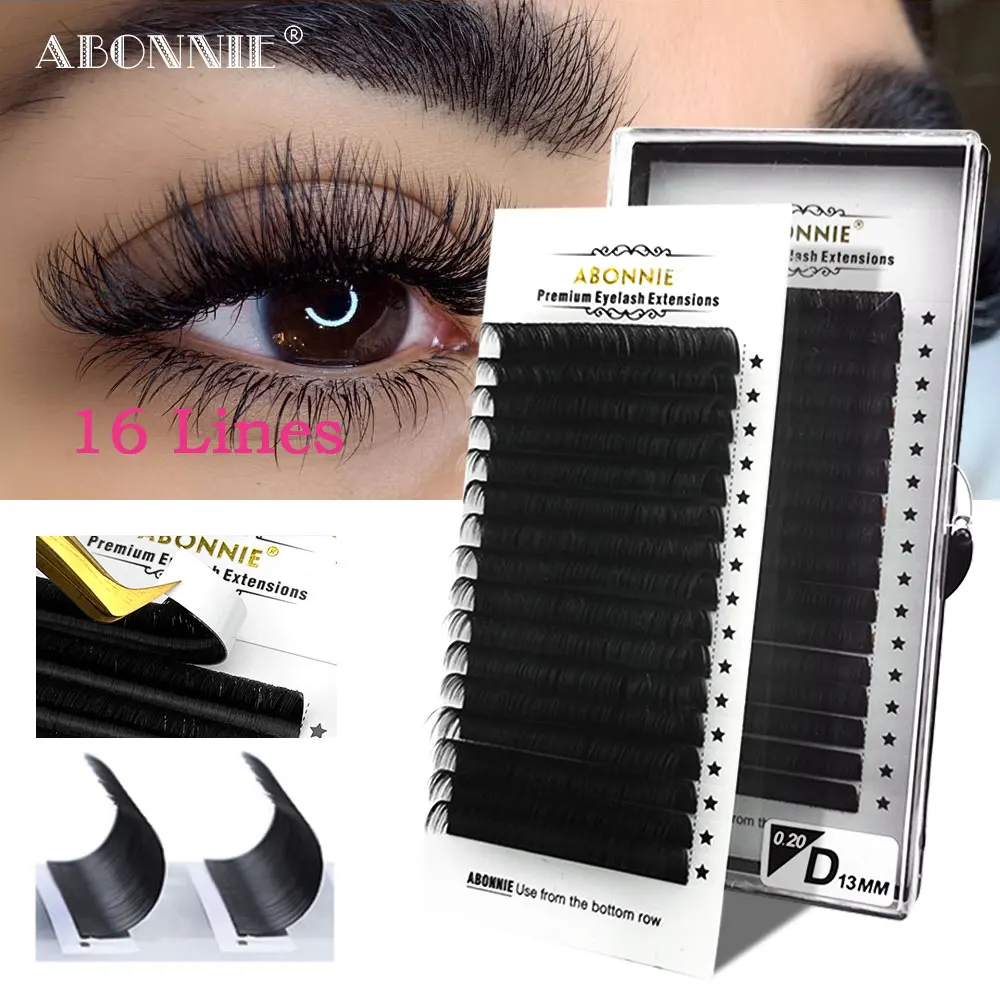 Abonnie 16 Lines Individual Mink Eyelashes Premium Volume Lashes Tary Fluffy Eyelash Extension for Eye Beauty Makeup | Красота и