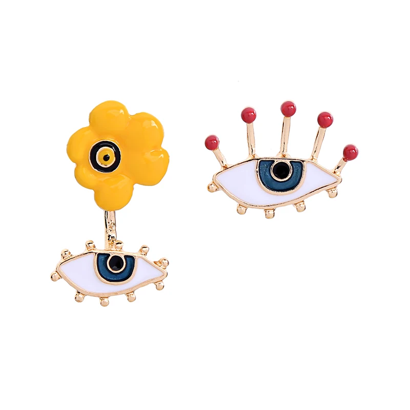 Joolim эмаль глаз Асимметричная серьга милые серьги Индивидуальные ювелирные изделия - Окраска металла: yellow