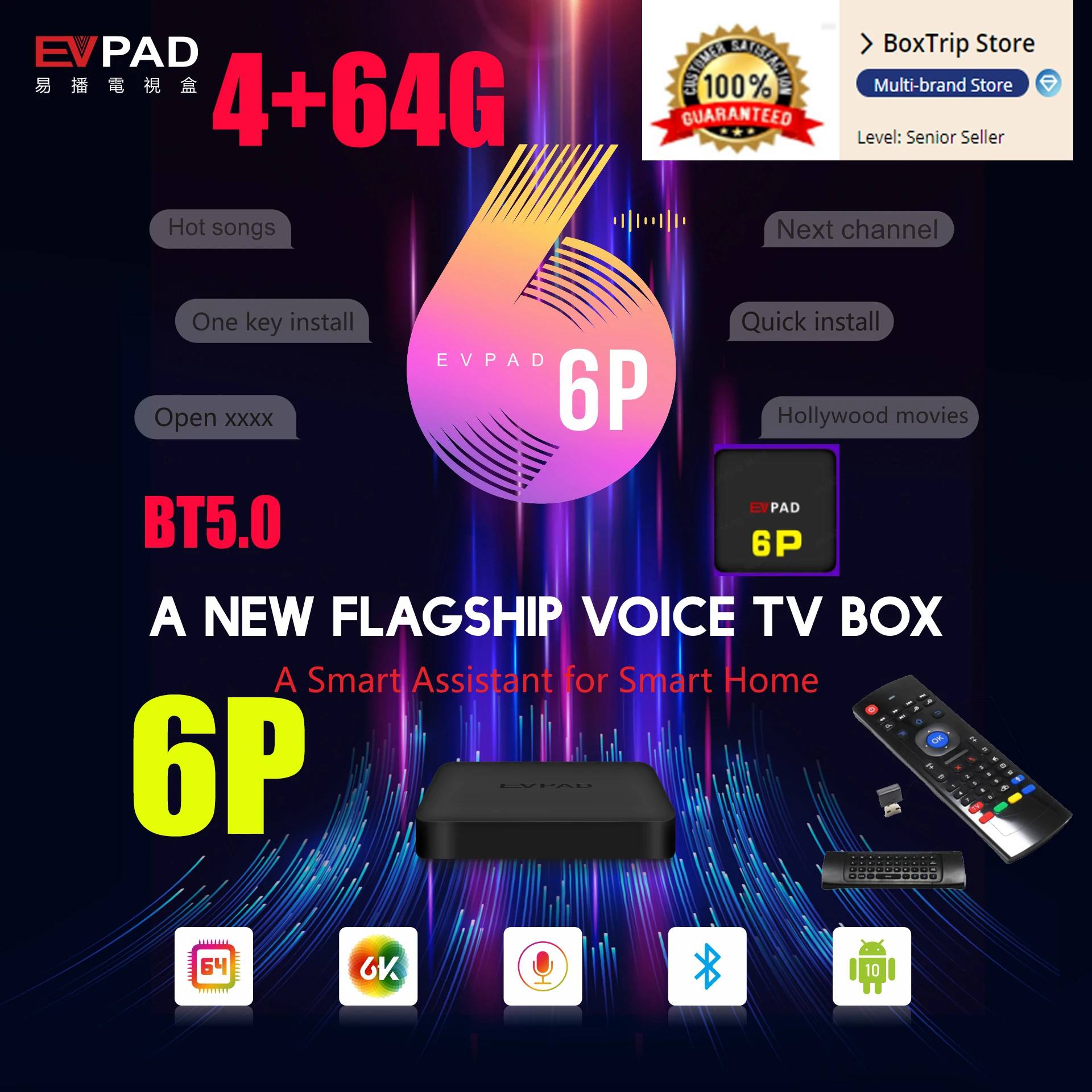 [Подлинный] evpad pro 2021 китайский 6P uk Канада Япония Корея ТВ-приставка 6k android 6S BT5.0