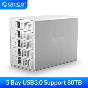 

ORICO 3.5 inch USB3.0 to SATA3.0 HDD Enclosure 5-bay 80TB HDD Docking Station with 150W Power Adapter for Laptop PC HDD box