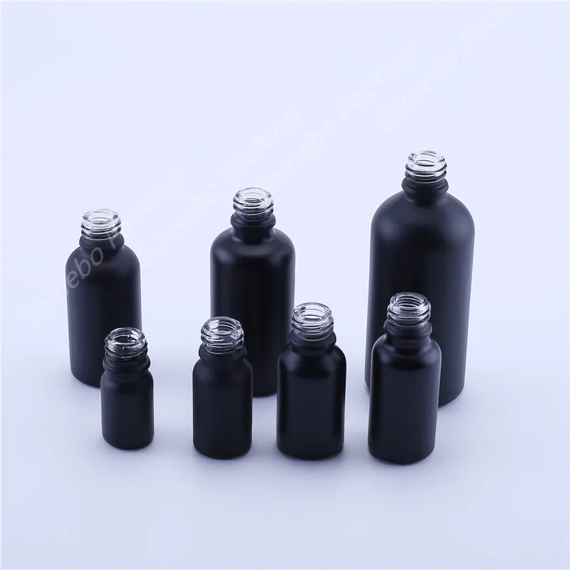 

Factory Hot Sale 18mm Neck Matte Black 5ml 10ml 15ml 20ml 30ml 50ml 100ml Perfume Essential Oil Glass Bottle