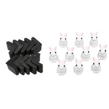 

10 Pcs Rubber L Shaped Angle Iron Foot Pads Covers & 10 Pcs Crafts Rabbit Diy Decoration