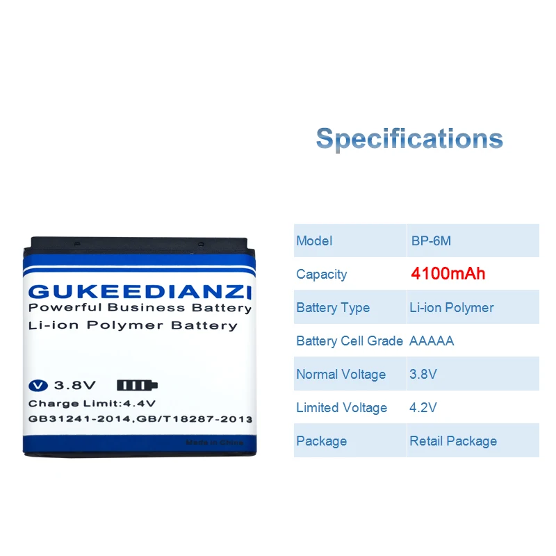 GUKEEDIANZI BP-6M Батарея для NOKIA N93 N73 9300 6233 6280 6282 3250 6151 6234 6288 9300i N77 6151 6290 N93S Батарея BP 6M BP6M
