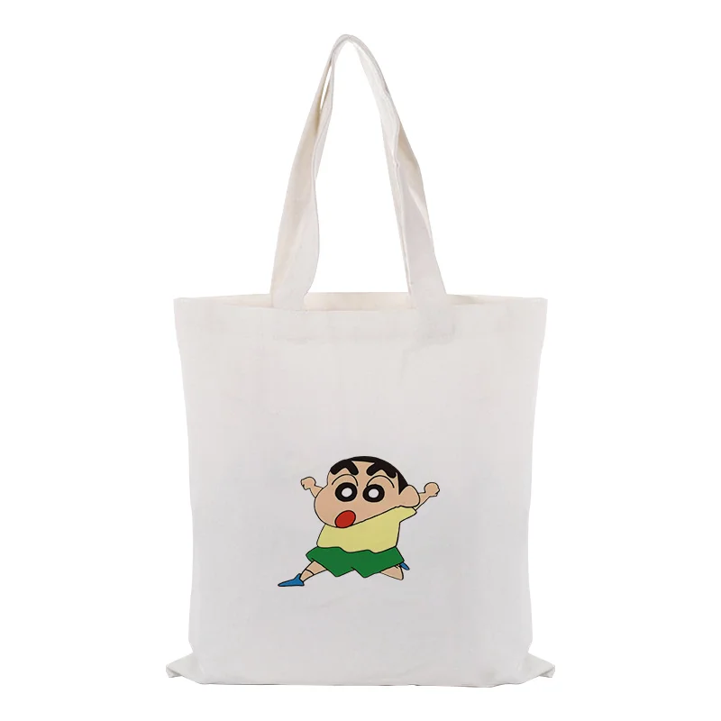 Холщовая Сумка для ежедневного использования Crayon Shin-chan текст DIY печать на заказ логотип сумка для покупок эко многоразовая утилизация