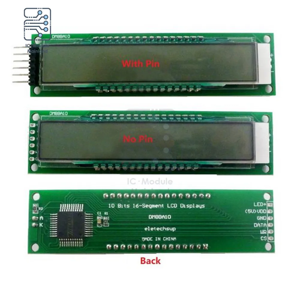 LCD Blue Display Module 10 Digit 16 Segment Screen Board with BacklightLCD Panel DM8BA10 DC 5V TM1622 Chip for Arduino