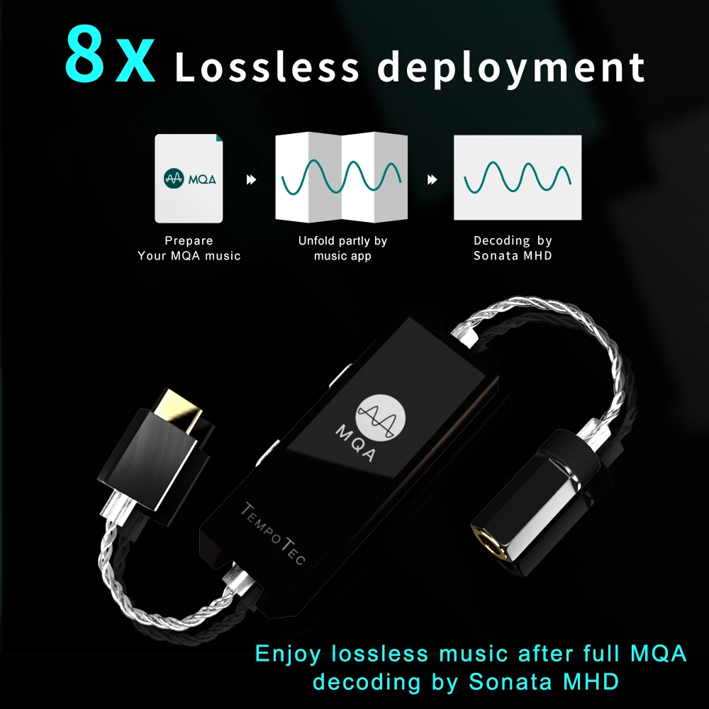 TempoTec Sonata MHD USB DAC Dongle MQA 8X TIDAL Type C To 3.5MM Headphone Amplifier Decoding ES9281 DSD128 For Android/Mac/Win10