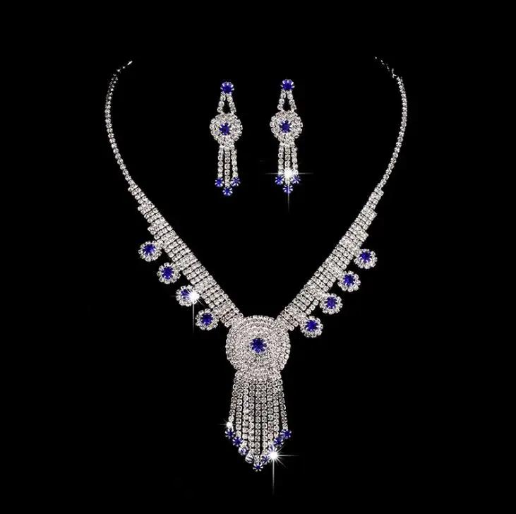 India Bride Girl Dance Accessory Woman Stage Performance Two Pieces Tassels Earrings+Necklace |