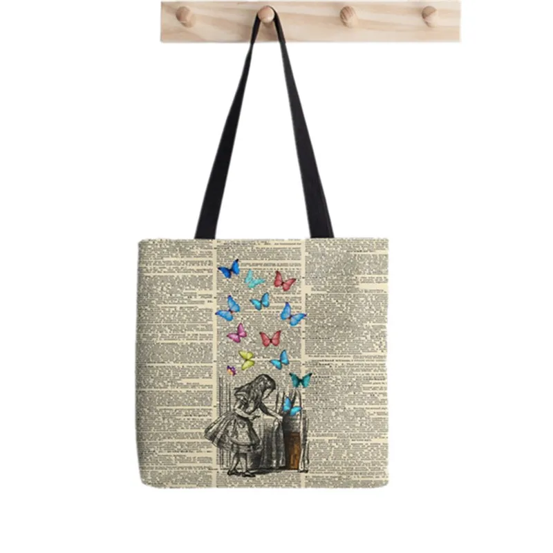 Shopper Alice I'm Not Crazy Tote Bag Painted Tote Bag women Harajuku shopper handbag girl Shoulder shopping bag Lady Canvas Bag