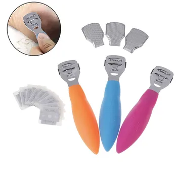 

Stainless Steel Foot Skin Shaver Corn Cuticle Cutter Remover Rasp Pedicure File Foot Callus 10 Blades Foot Care Tool 3 Color