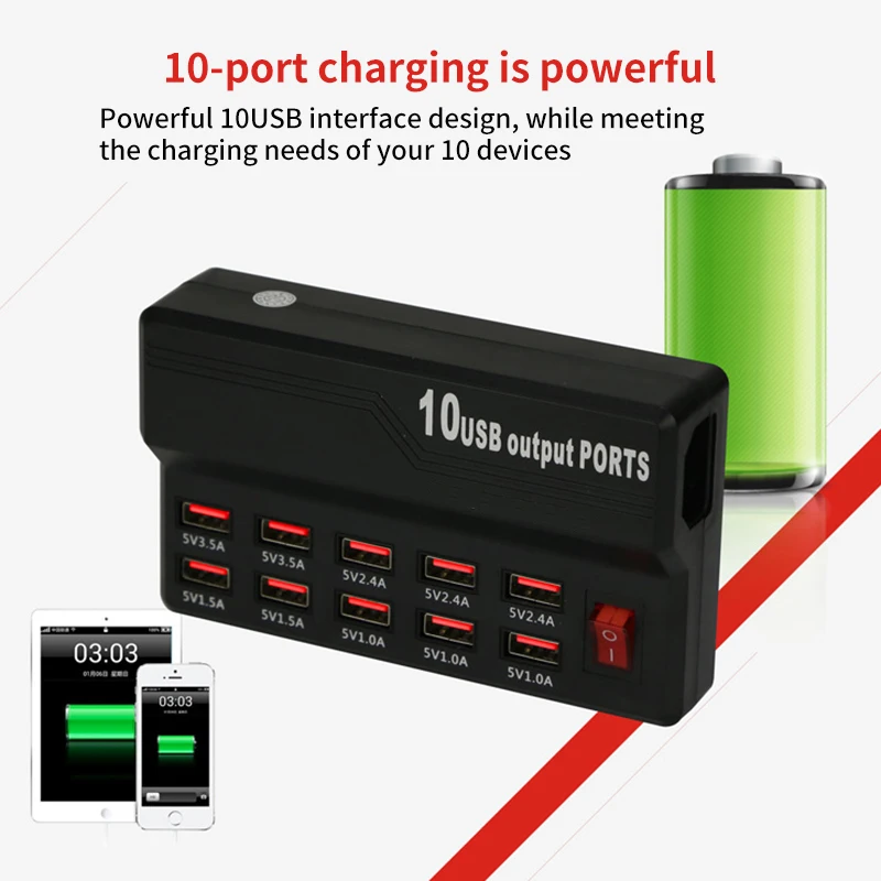 10 USB мощность быстрая зарядная станция многопортовое зарядное устройство для IPhone 7 5 5S 6 6S Plus Ipad LG samsung huawei адаптер переменного тока зарядное устройство розетка