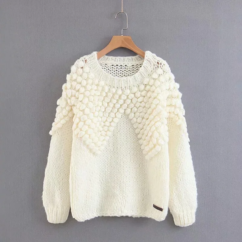 2018 Mohair Hand Knitted Sweater Women O Neck Pullover Femme Long Sleeve Thick Autumn Winter Knitwear | Женская одежда