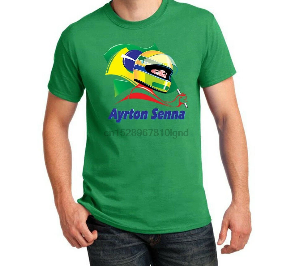Ayrton Senna Бразилия формула Легенда бразильский флаг мужская футболка хлопок