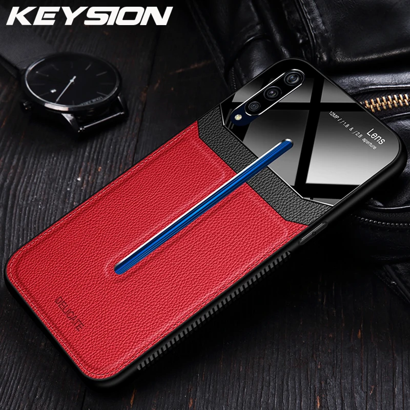KEYSION Leather Case for VIVO IQOO Pro IQOO Neo Mirror Glass Silicone Shockproof Phone Back Cover 2
