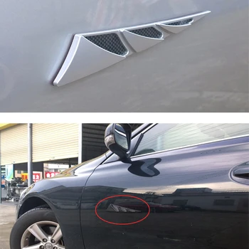 

2pcs 3D Car Hood Chrome Grille Shark Gill Sticker Simulation Air Flow Vent Fender Decal Auto Decoration Stickers Styling