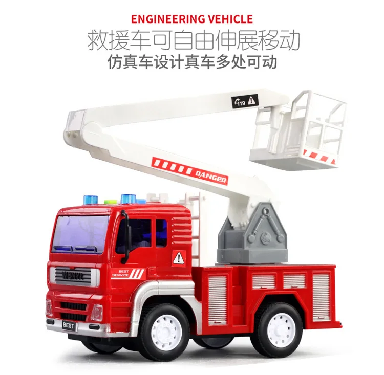 Literature And Art Service Firefighting Rescue Toy Car Sound And Light Voice Educational Inertia Toy Car Fire Model