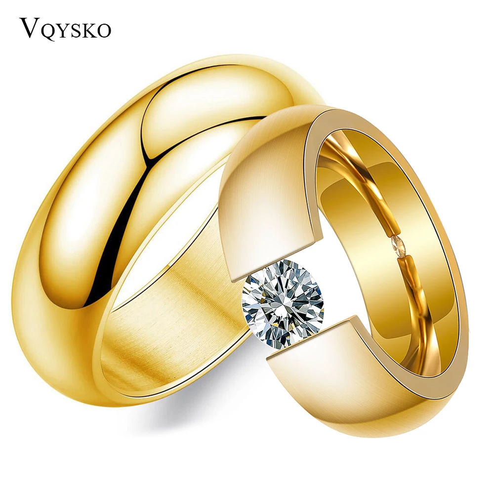 Custom Gold Color Wedding Bands Couple Ring for Women Men...