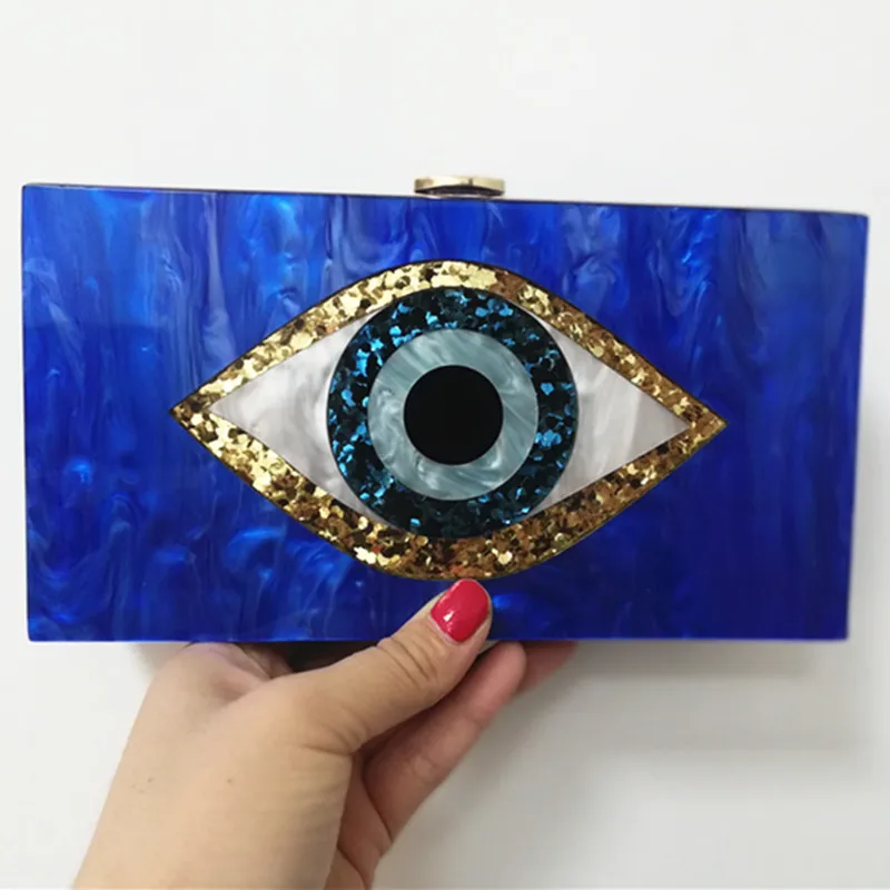 Many Colors Ethnic Evileye Box Clutches Women Brand Fashion Summer Party Girl Lady Acrylic Purse Wallet Handbags drop ship
