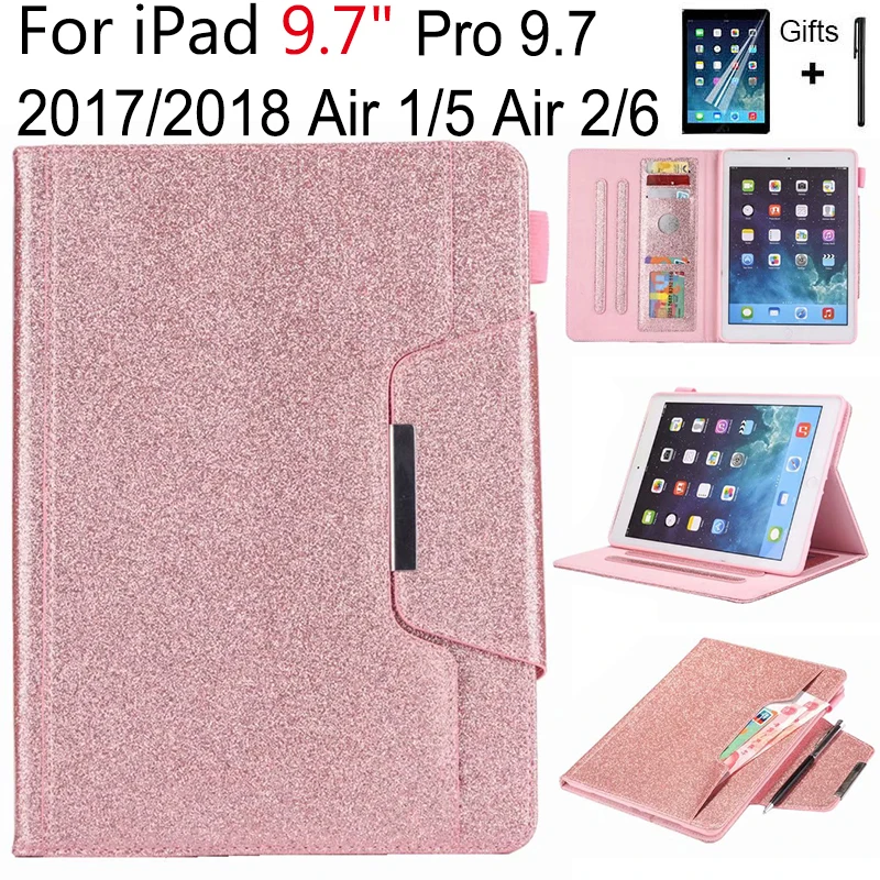 Блестящий чехол для iPad 9 7 2017 2018 новый A1822 A1893 из искусственной кожи с функцией